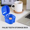 Rordigo Dark Blue Denture Case, Denture Cup with Strainer, Denture Bath Box False Teeth Storage Box with Basket Net Container Holder for Travel view 4