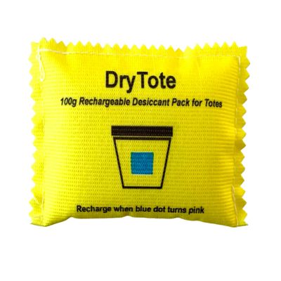 DryTote Rechargeable Desiccant Pack (Pack of 25), Ultimate Moisture Absorption, Color Change Indicator, Safe Storage Protection, Large Capacity 200 Gallons, 100g, Yellow