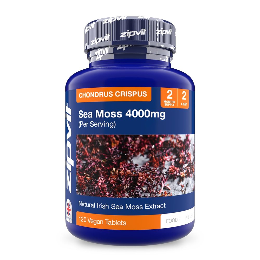 Zipvit Irish Sea Moss Tablets 4000mg, High Strength Seamoss Supplement, Sustainably Sourced, 120 Vegan Tablets, 2 Months Supply