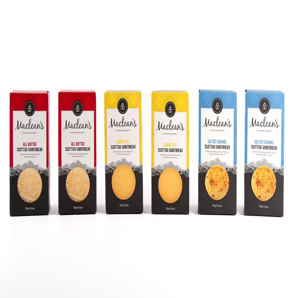 Maclean's Highland Bakery - All Butter Scottish Shortbread Collection, 6 Packs x 175g (1.05kg) - Plain All Butter, Lemon Zest & Salted Caramel Shortbread