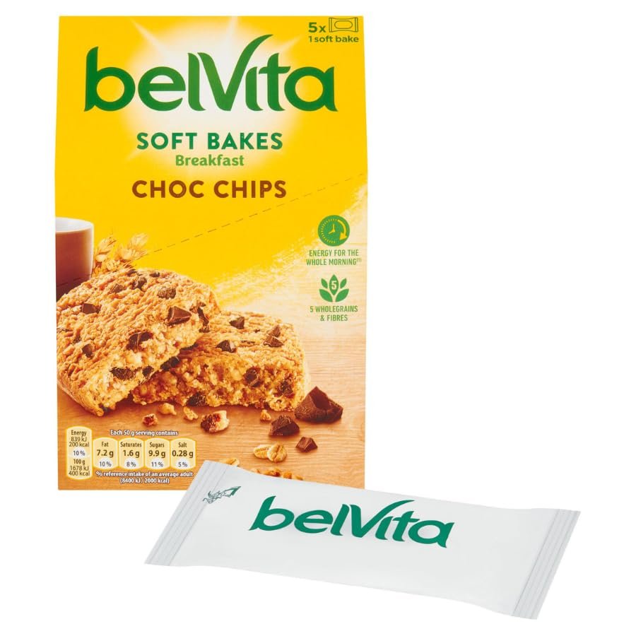 Belvita Breakfast 5 Soft Bakes Chocolate Chip 250g - 6 Pack