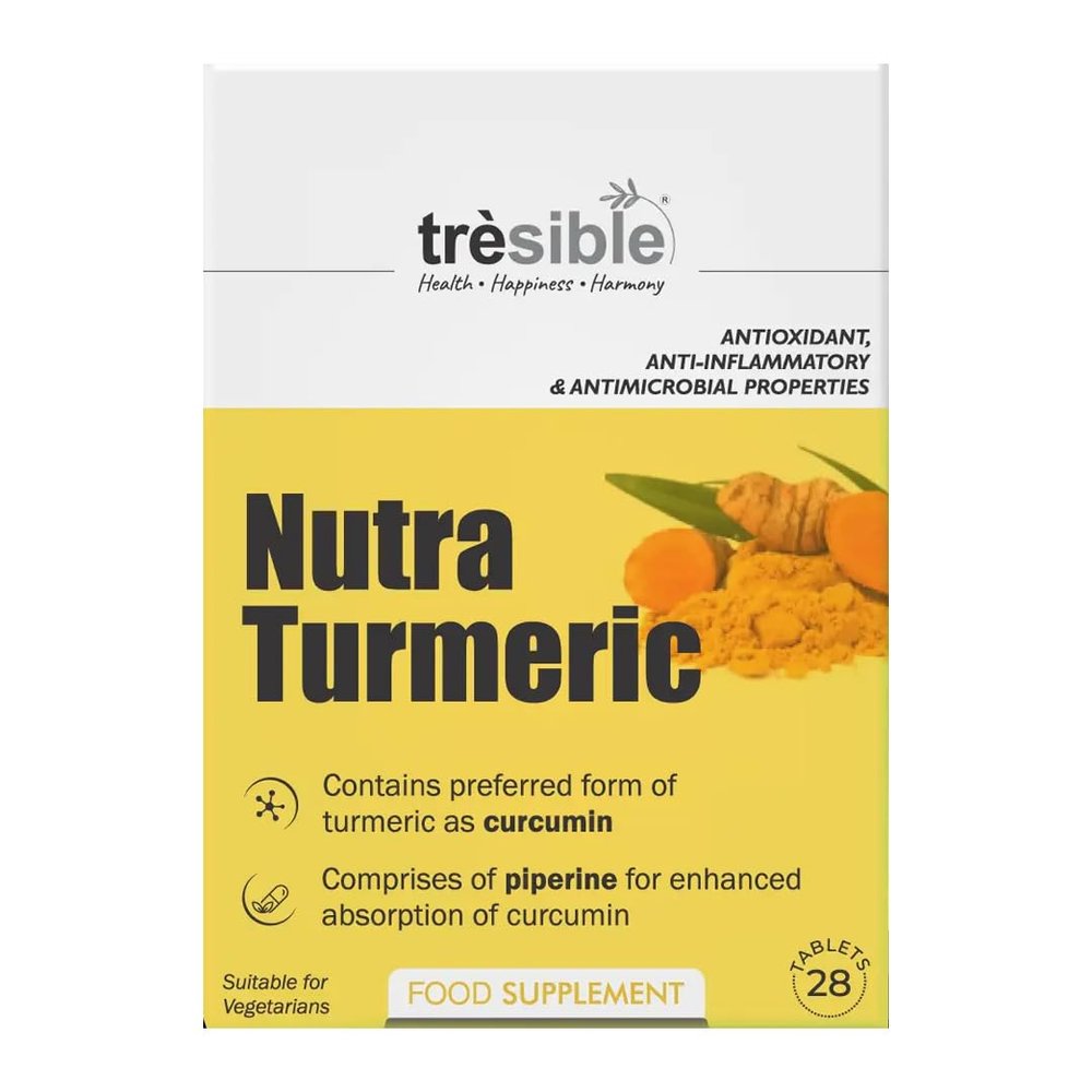 Trsible Active Turmeric Tablets with Black Pepper | Nutra Turmeric 28 Tablets | Piperine and Curcumin | Vegetarian, Gluten Free, Halal Tablets | No Synthetic Binders or Coating
