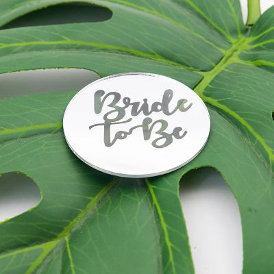 Bride To Be Cupcake Toppers Engraved Discs - Pack of 6 - Hen Party Cupcake Toppers - Engagement Cupcake Toppers - Acrylic Mirror Cake Topper - Silver
