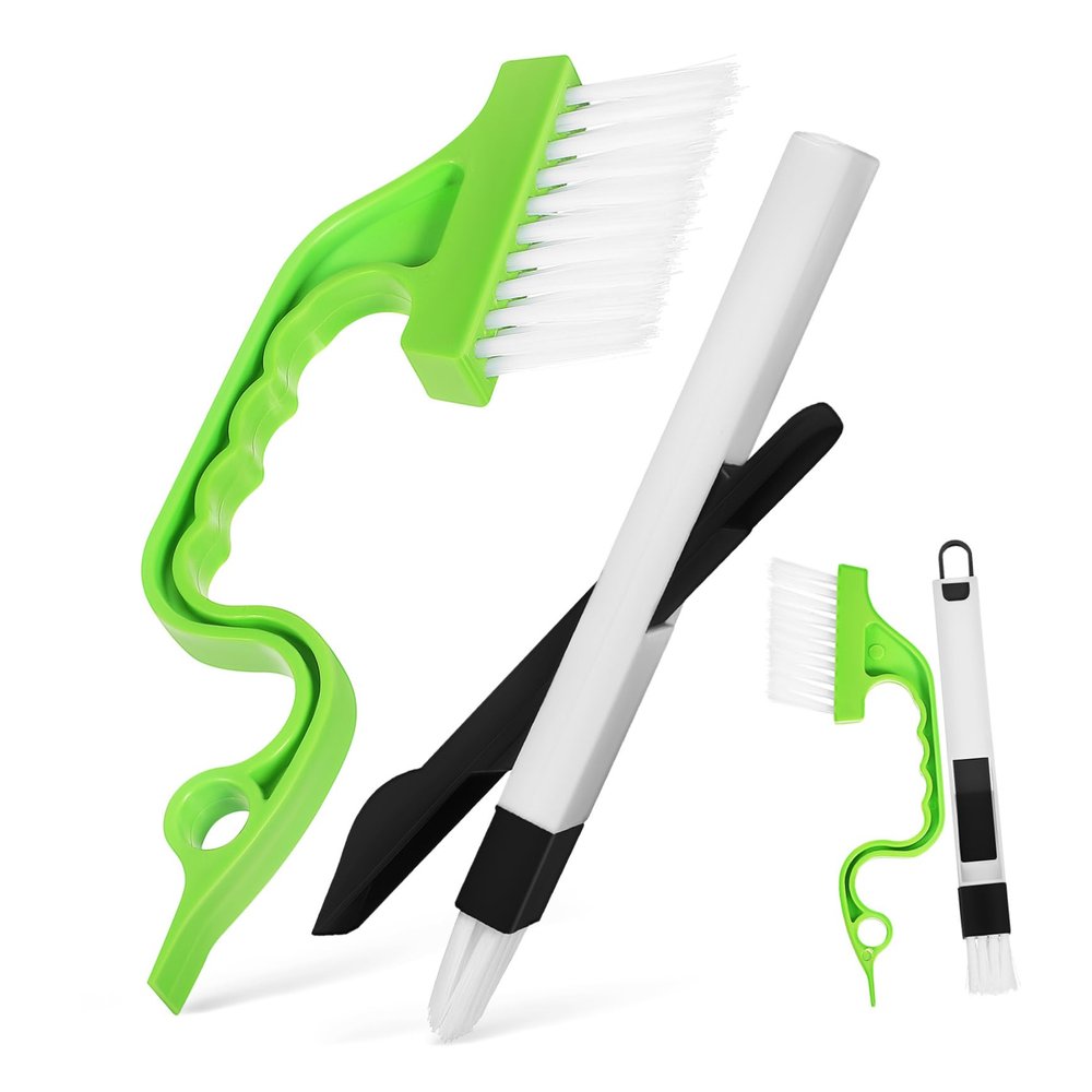 SEWOART 4pcs Window Track Cleaning Brush Crevice Cleaner Long Handle Scrub Brush Window Groove Cleaning Tool Home Kit