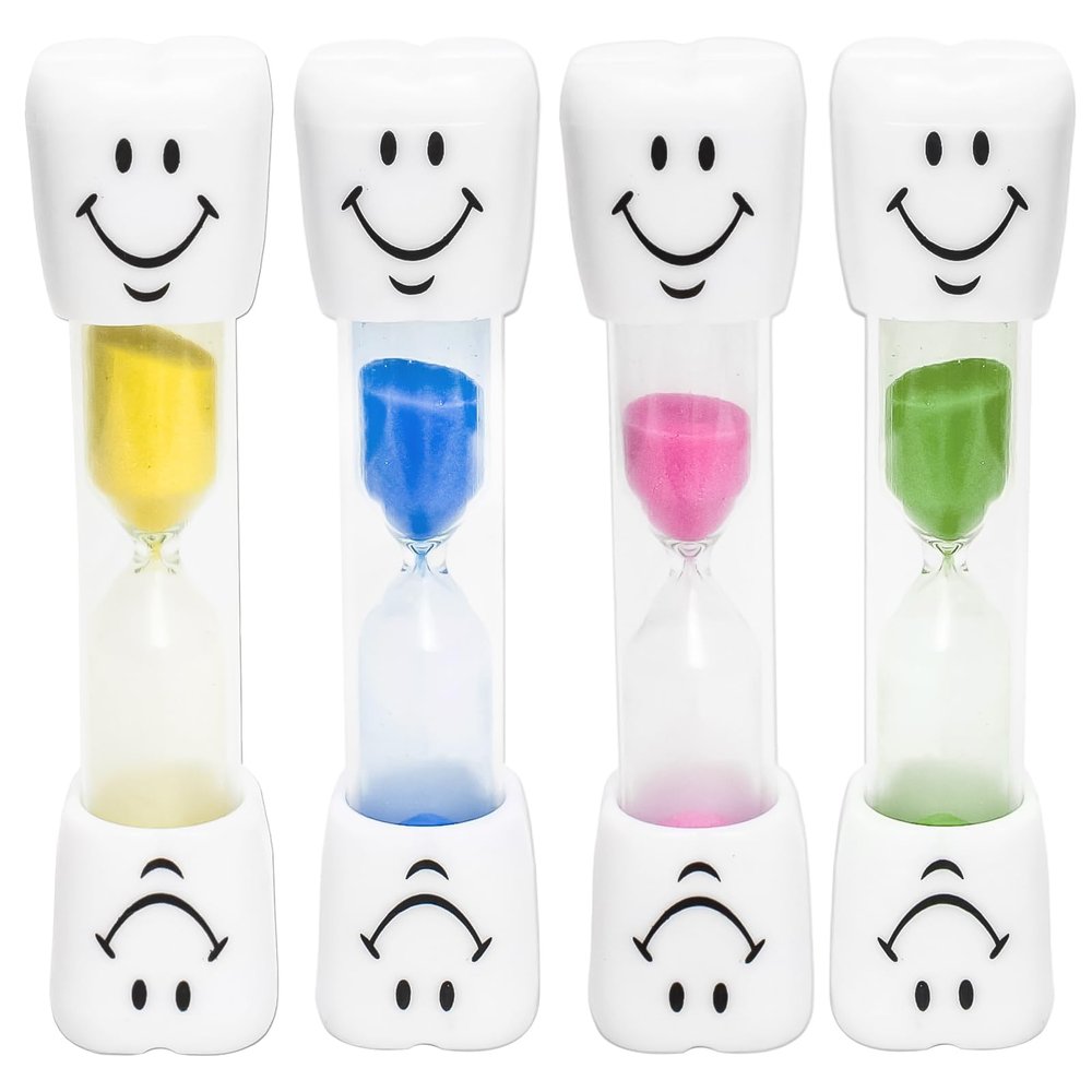 GMHLLES Kids Toothbrush Timer, 4 Pcs 2-Minute Smile Hourglass Timer for Maintaining Oral Hygiene, Perfect for Children's Day Gift