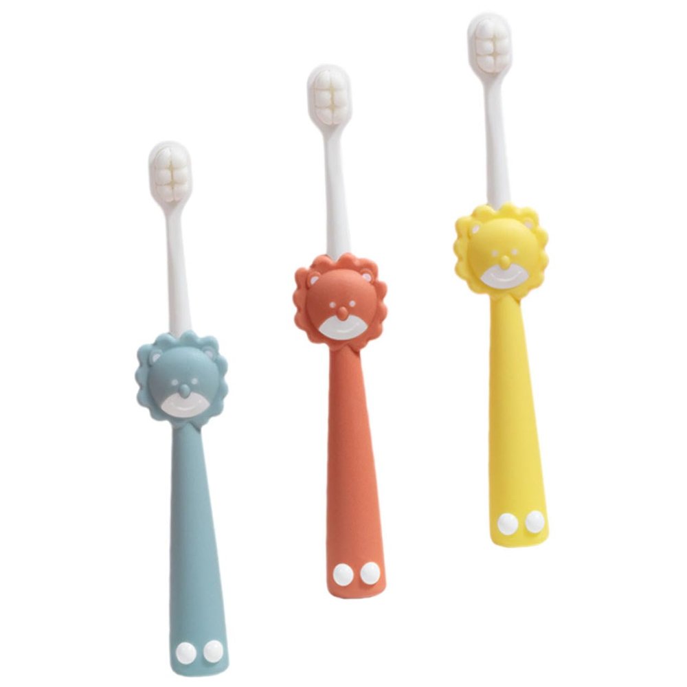 HAPINARY 3pcs Soft Bristle Boys and Girls Toothbrushes Cartoon Lion Design Ergonomic Travel Toothbrushes for Toddlers Boy Girl's Daily Use