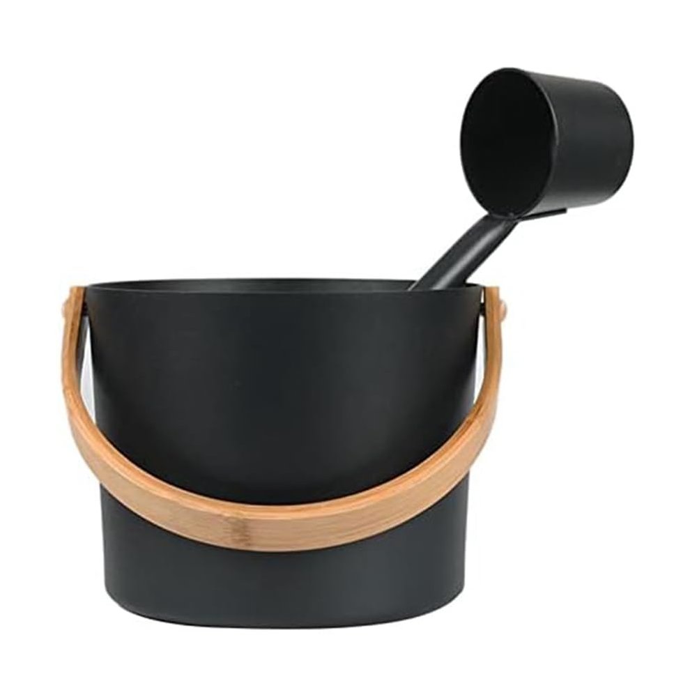 Rordigo Finnish Sauna Aluminum Bucket Spoon Set with Long Sauna Bucket Bathroom Sauna Steam Bath