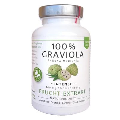3 x 100% Soursop Fruit Extract 4000 mg -10:1 High Dose 3 x 180 Capsules of 400 mg Without Pesticides, Additives, Trickle Aids. Advantage Purchase