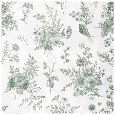 100Pcs Floral Beverage Napkins Sage Green White Disposable Paper Napkins Flowers Luncheon Cocktail Dinner Hand Towels for Wedding Bridal Baby Shower Birthday Tableware Decorations