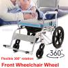 Wheelchair Caster Wheel Black/Grey, 1 Pair Solid Tires Front Wheel With Bearing, 6" 7" 8" Lightweight Caster Replacement Rollator Accessories, Suitable For Handicapped Wheelchairs view 3