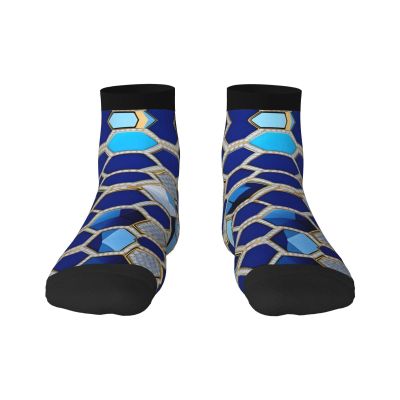 ZISHAK Blue Hexagons And Diamond Print Comfortable Straight Tube Socks,Ideal For Sports And Leisure Activities, Blue Hexagons and Diamond, One size