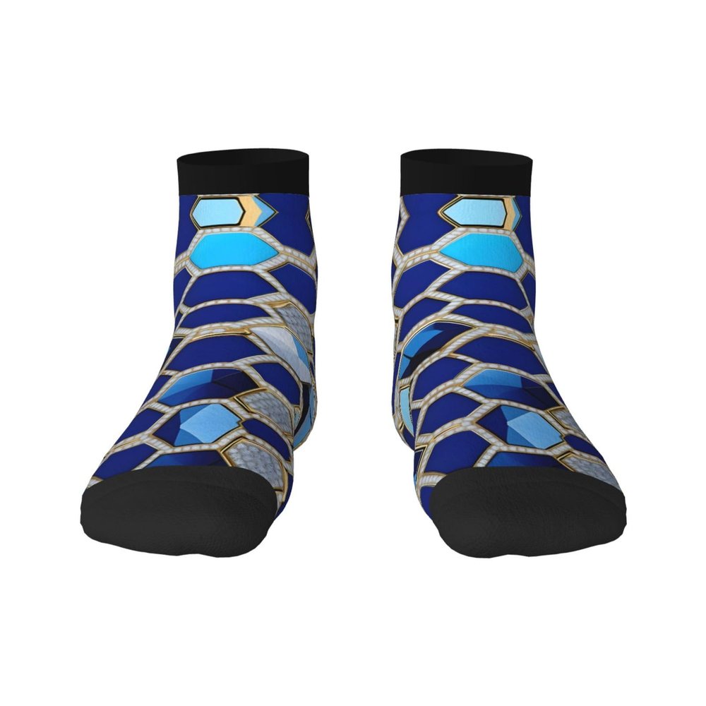 ZISHAK Blue Hexagons And Diamond Print Comfortable Straight Tube Socks,Ideal For Sports And Leisure Activities, Blue Hexagons and Diamond, One size