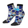 ZISHAK Blue Hexagons And Diamond Print Comfortable Straight Tube Socks,Ideal For Sports And Leisure Activities, Blue Hexagons and Diamond, One size view 3