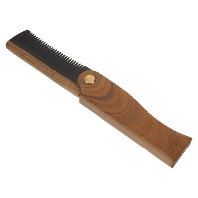MAGICLULU Wooden Comb Folding Beard Comb Natural Horn Green Sandalwood Small Portable 10.5x3.2cm for Men Travel Grooming