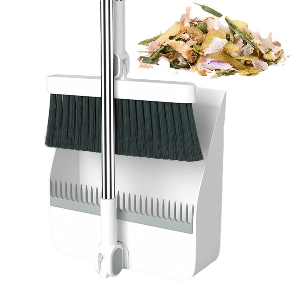 Shurzzesj Broom and Dustpan Set with Long Handle, 180 Degree Rotatable Camping Dustpan Indoor and Shovel, and Dustpan Combo, Upright Dustpan, Broom and Dustpan Set