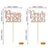 24 Pack Prom 2024 Graduation Cupcake Toppers Glitter 2024 Prom College Cupcake Picks for Congrats 2024 Graduation Class of 2024 Theme School Party Cake Decoration Supplies Rose Gold view 2