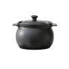 Ceramic Round Dish Casserole/Clay Pot/Earthen Pot/Ceramic Cookware with Lid Heat-Resistant (Size : 1.5L, Color : Black) view 1