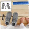2 Pairs Electric Warm Shoes Foot Heater Ladies Boots Winter USB Thermal Shoes Heated Boots for Women Heated Slippers Women Foot Warmer Boot Ankle Warmer Fluff Miss Desk Christmas/759 (Color : Greyx2p view 3