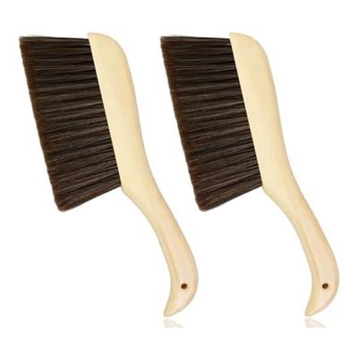 Rordigo Hand Broom Dust Brush with Wooden Handle Suitable for Counter Bed Sofa Car Fireplace Clothes Household Cleaning Easy to Use