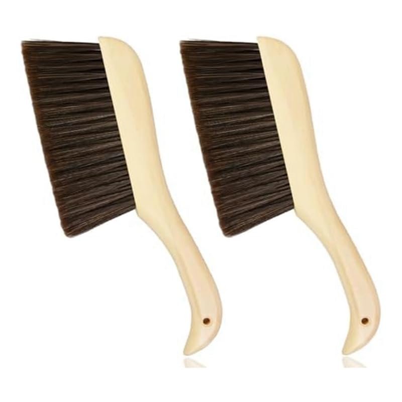 Rordigo Hand Broom Dust Brush with Wooden Handle Suitable for Counter Bed Sofa Car Fireplace Clothes Household Cleaning Easy to Use