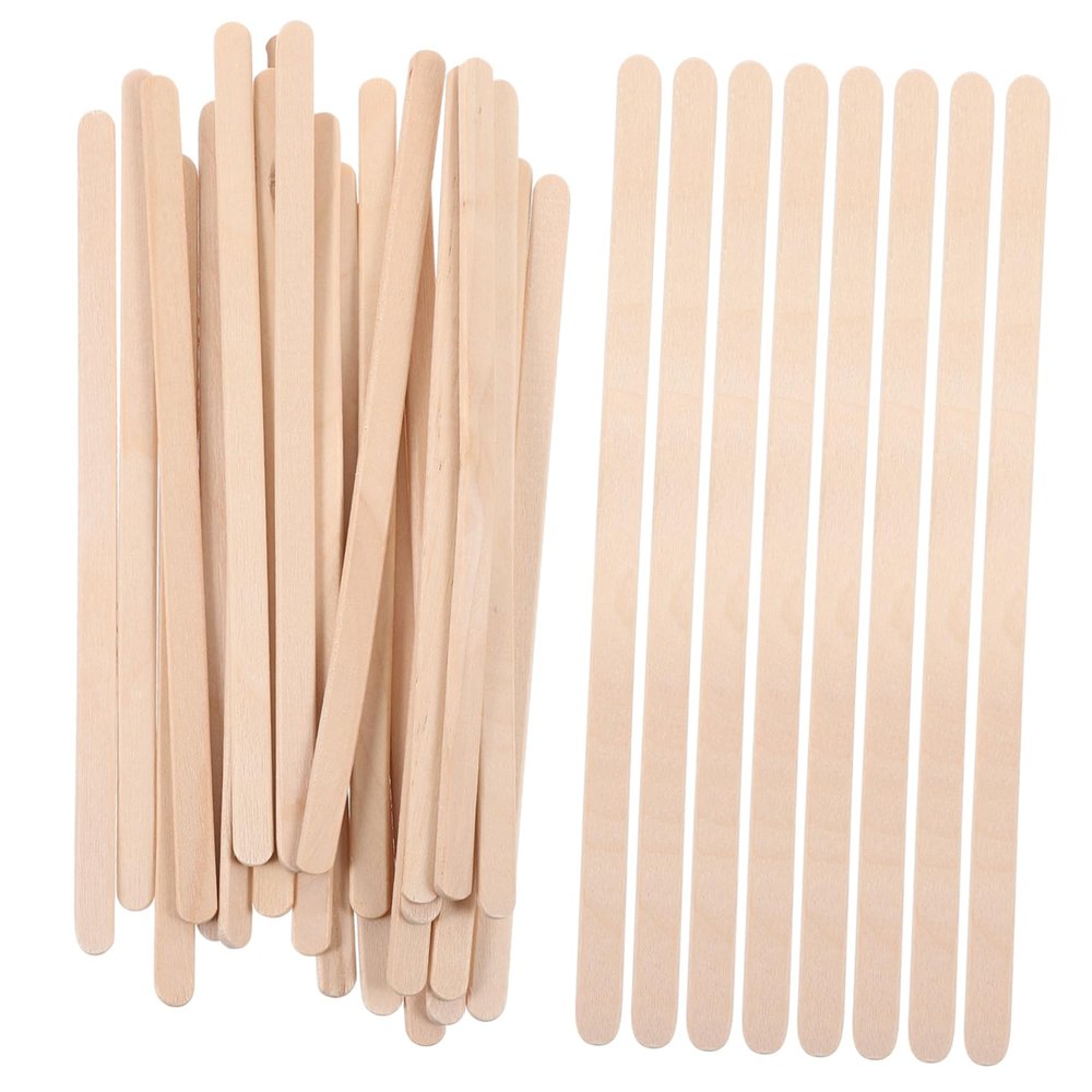 BELLIFFY 100pcs Wooden Waxing Sticks Spatulas 140x6x2mm Rounded Edge Hair Removal Applicators for Full Body Waxing and Eyebrow Shaping
