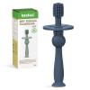 haakaa 360 Baby Toothbrush with Suction Base - Gentle Cleaning for Infant Self-Brushing Training, Food-Grade Silicone, Adjustable Safety Shield - Steel Blue (1 Piece) view 1