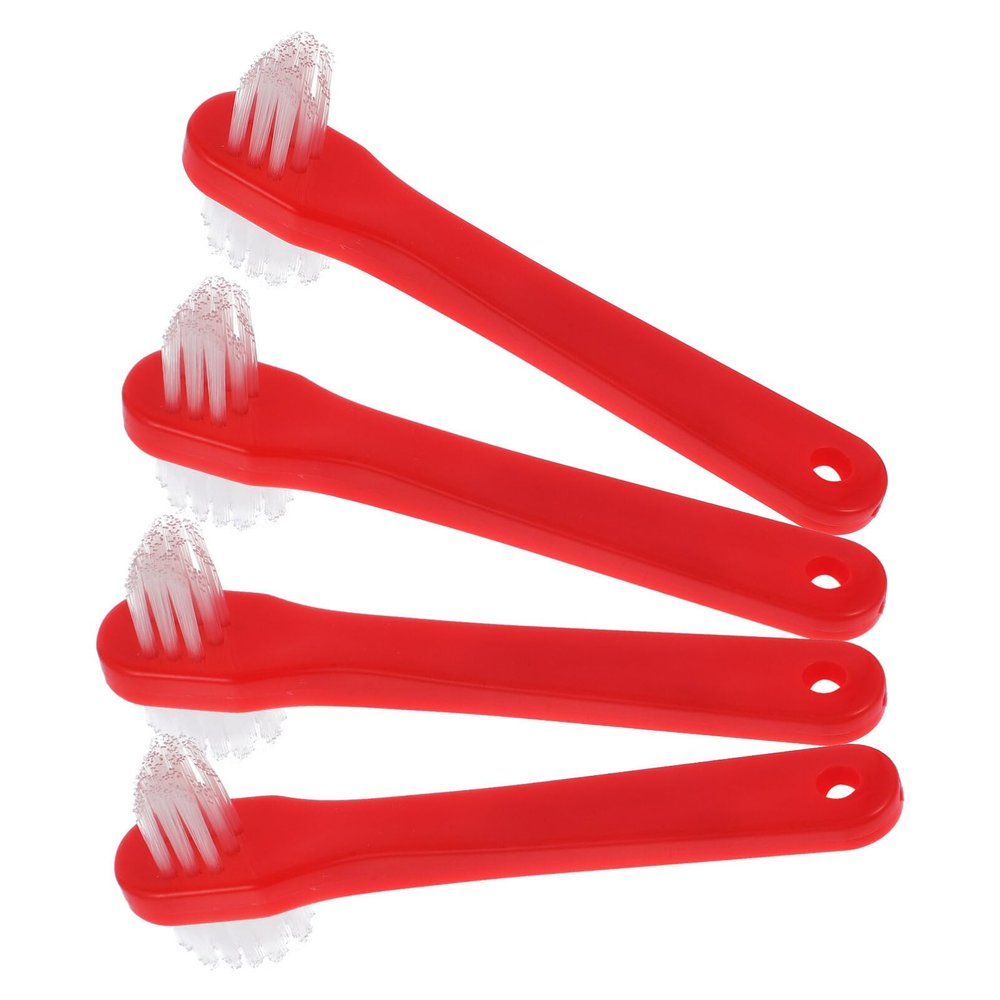 Healeved 4pcs Dual- Cleaning Brush Portable Toothbrush for Partial and Full Dentures and Materials for Oral Hygiene Care