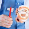 Healeved 4pcs Dual- Cleaning Brush Portable Toothbrush for Partial and Full Dentures and Materials for Oral Hygiene Care view 4