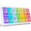 CSTDE Weekly Pill Box Organiser, Large Pill Organiser 2 Times a Day, Travel Tablet Medication Box with Push Button Design for Vitamin, Fish Oil, Supplements view 1
