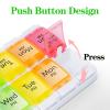 CSTDE Weekly Pill Box Organiser, Large Pill Organiser 2 Times a Day, Travel Tablet Medication Box with Push Button Design for Vitamin, Fish Oil, Supplements view 3