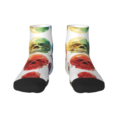 ZISHAK Color Skulls Print Comfortable Straight Tube Socks,Ideal For Sports And Leisure Activities, Color Skulls, One size