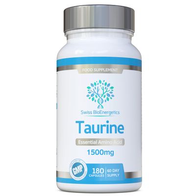 Taurine Supplement 1500mg 60 Day Supply - High Strength Pure L-Taurine Capsules with No fillers, Binders or Flow Agents - an Essential Amino Acid Suitable for Vegetarians and Vegans - Made in The UK
