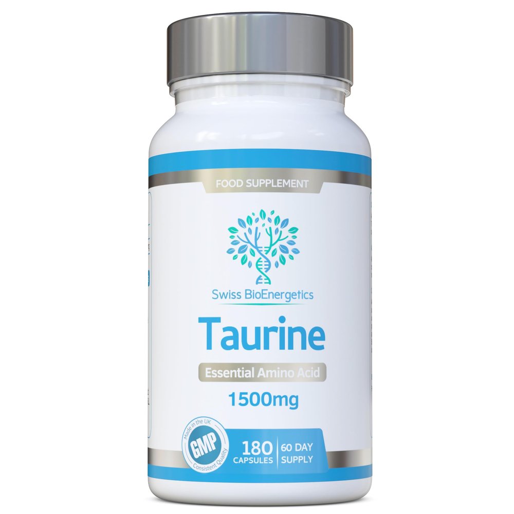 Taurine Supplement 1500mg 60 Day Supply - High Strength Pure L-Taurine Capsules with No fillers, Binders or Flow Agents - an Essential Amino Acid Suitable for Vegetarians and Vegans - Made in The UK