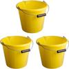 M1SS (Set of 3) Plastic Builders Bucket 3 Gallon 14 Litre Water Mixing Storage Strong with Measuring Guide, Handle And Spout (Made in U.K) (Yellow) view 1