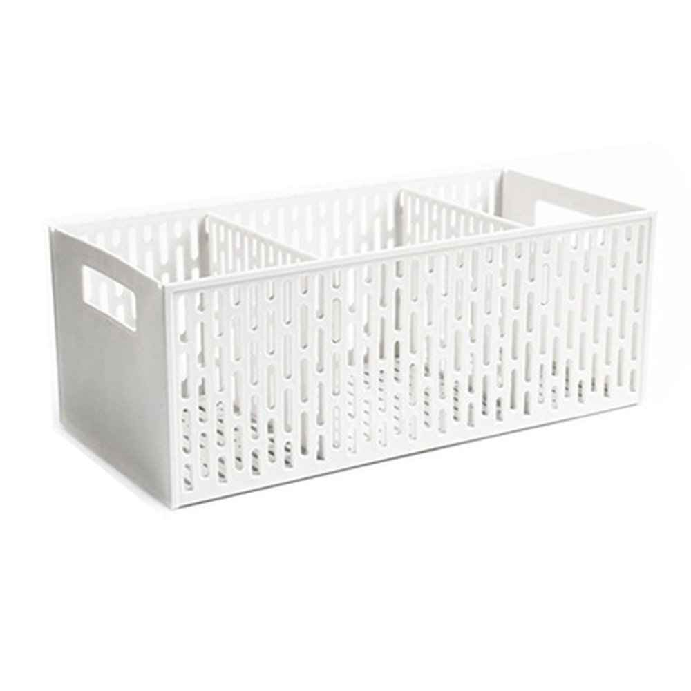 Fruit Basket with Divider, Snack Containers Vegetable Basket 3 Compartment Food Storage Organizer Bins Plastic Divider Storage Basket Drawer Organizer Office Desk Supplies Make Up Storage Basket