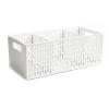 Fruit Basket with Divider, Snack Containers Vegetable Basket 3 Compartment Food Storage Organizer Bins Plastic Divider Storage Basket Drawer Organizer Office Desk Supplies Make Up Storage Basket view 1