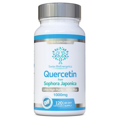 Quercetin 1000mg 60-day supply - No Artificial fillers, binders or flow agents - High Strength Pure Quercetin capsules from Sophora Japonica - Suitable for Vegetarians and Vegans  Exclusively UK Made