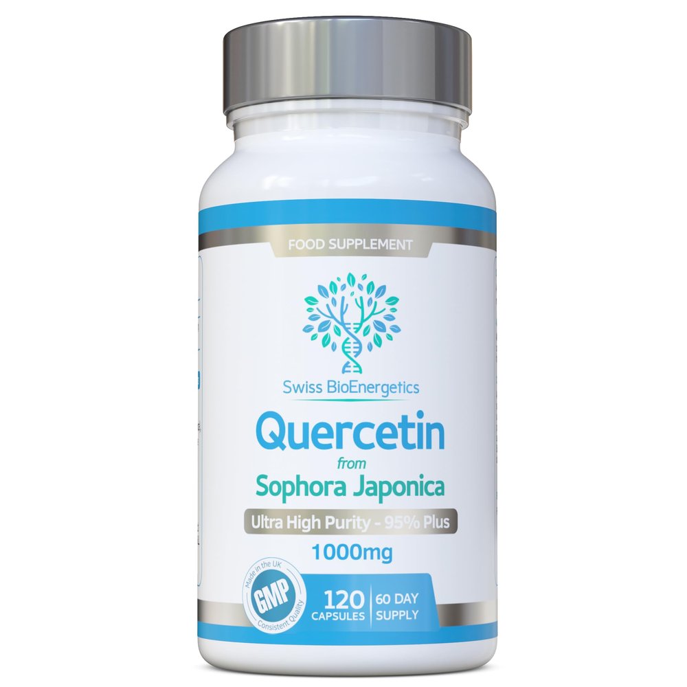 Quercetin 1000mg 60-day supply - No Artificial fillers, binders or flow agents - High Strength Pure Quercetin capsules from Sophora Japonica - Suitable for Vegetarians and Vegans  Exclusively UK Made