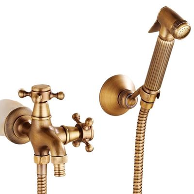 ZHCHAO Hand Held Bidet Spray Shower Set Copper Bidet Sprayer Lano Toilet Bidet Faucet Lavatory