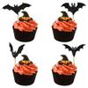 12 Pcs Halloween Cupcake Toppers - Black Glitter Bat, Halloween Cupcake Picks for Theme Party, Bat Birthday, Baby Shower view 3
