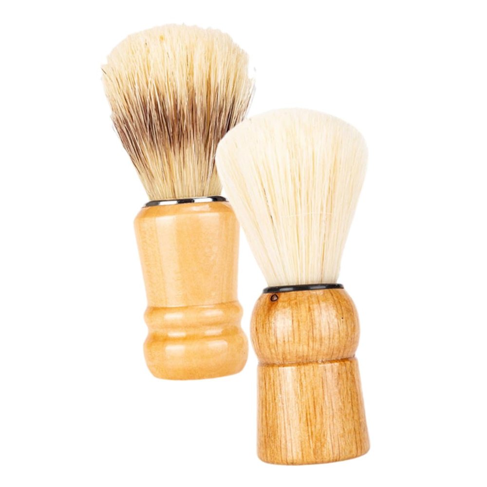 Beatifufu 2pcs Wooden Handle Shaving Brush and Beard Brush Boar Bristles for Men Salon Shave Accessories Facial Hair Grooming