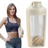 Kexpery 500ml Fitness Shaker Cup with Whisk Ball Protein Stirring Bottle Leak Proof Protein Powder Mixer Cup for Protein Mixes Supplement Shakes (Beige) view 2