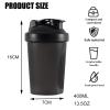 Toced 400ml Protein Shaker Bottle with Mixball, Leak-Proof Gym Shaker Cup, BPA-Free Plastic Blender Bottle for Pre Workout & Fitness Supplements (Black) view 2