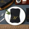 100 Pcs Black Napkins Monogram Black and Gold Paper Hand Towels for Bathroom Disposable Mongrammed Foil Letter Napkins Decorative Dinner Paper Towels for Bathroom Wedding Party(M) view 2