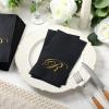 100 Pcs Black Napkins Monogram Black and Gold Paper Hand Towels for Bathroom Disposable Mongrammed Foil Letter Napkins Decorative Dinner Paper Towels for Bathroom Wedding Party(R) view 2