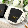 100 Pcs Black Napkins Monogram Black and Gold Paper Hand Towels for Bathroom Disposable Mongrammed Foil Letter Napkins Decorative Dinner Paper Towels for Bathroom Wedding Party(B) view 2