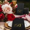100 Pcs Black Napkins Monogram Black and Gold Paper Hand Towels for Bathroom Disposable Mongrammed Foil Letter Napkins Decorative Dinner Paper Towels for Bathroom Wedding Party(B) view 4
