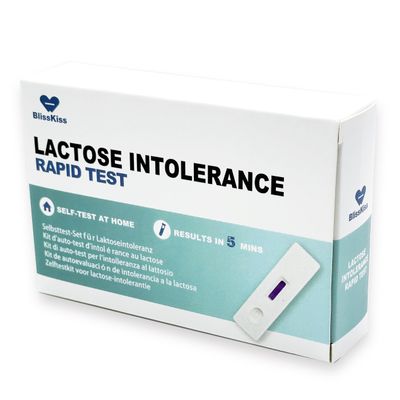 BlissKiss Lactose Intolerance Test Kit - Quick, Accurate Home Self-Test Kit, Includes Multi-Language Instructions, 5-Min Results, Easy 4-Step Process