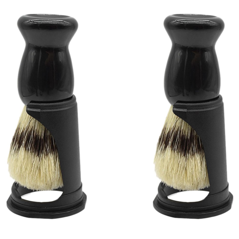 ISTOVO 2X Soft Boar Bristle Wood Beard Brush Hairdresser Shaving Tool Men Mustache Comb Kit Shaving Stand Holder Set