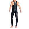 Tiwate Men's Muscle Jockstrap Performance Jumpsuit Patent Leather Leotard Catsuit Sexy Zipper Sleeveless Bodysuit (Black 1PC,M) view 3
